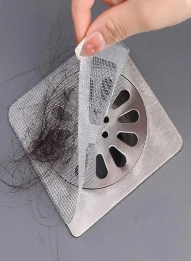 ESTAMINE 10PCS Disposable Shower Drain Hair Catchers, Mesh Stickers Hair Drainer, Hair Catcher Shower Drain Flat, Hair Strainer, Hair Filter, Hair Stopper for Bathroom/Bathtub/Kitchen Drain (Square) - Image 5